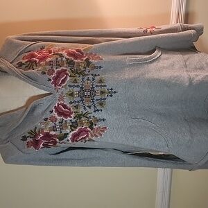 Johnny Was Axton Embroidered Floral Hoodie Med